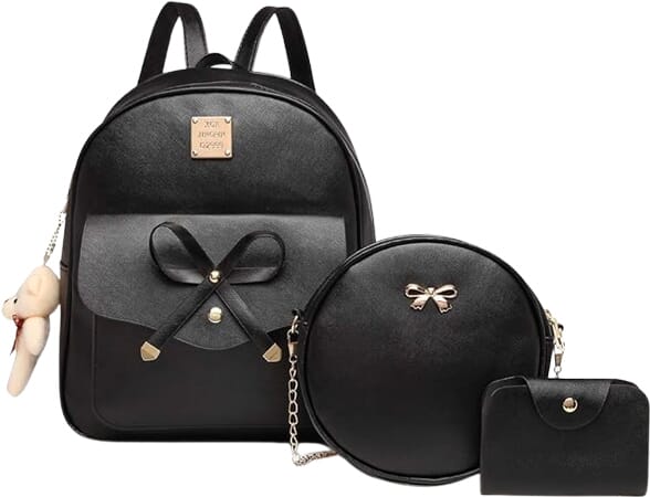 Cute Leather Backpack Set