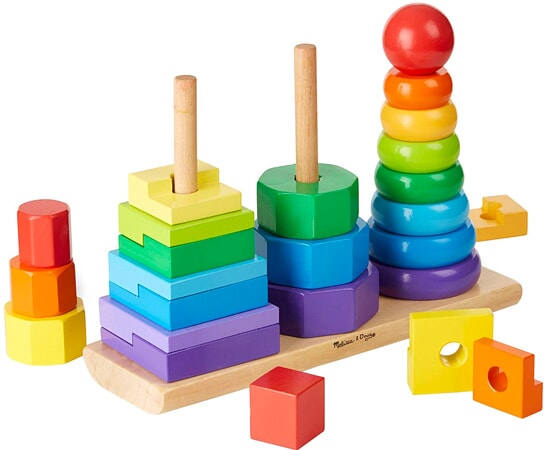 Drewniana układanka z kształtami na kołkach