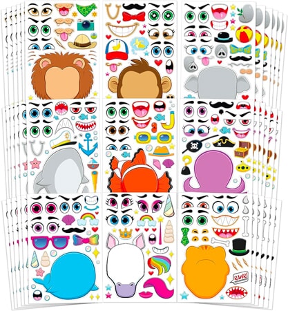 Animal Face Sticker Activity Sheets