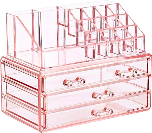 Roze Make-up & Sieraden Organizer Set