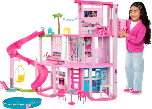 Trzypiętrowy Domek dla Lalek Barbie ze Zjeżdżalnią i Basenem