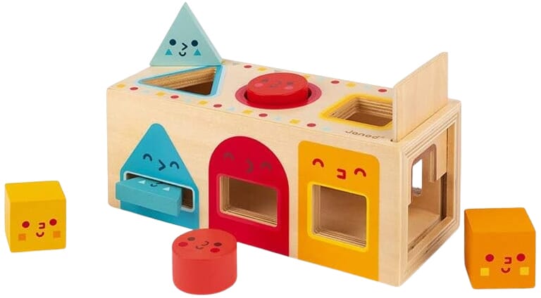 Boîte à Formes en Bois avec Visages Souriants