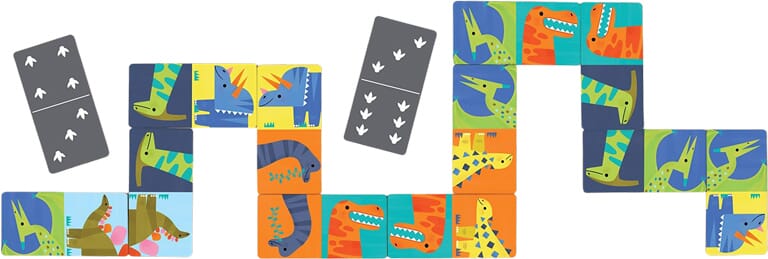 Wielkie domino z dinozaurami