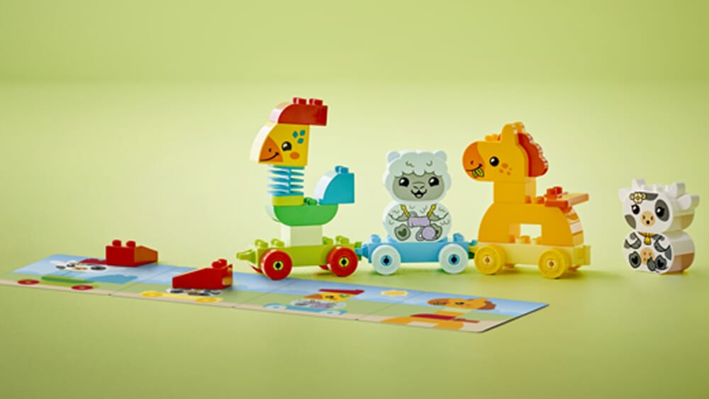 Zestaw DUPLO pociąg ze zwierzętami z instrukcją budowania