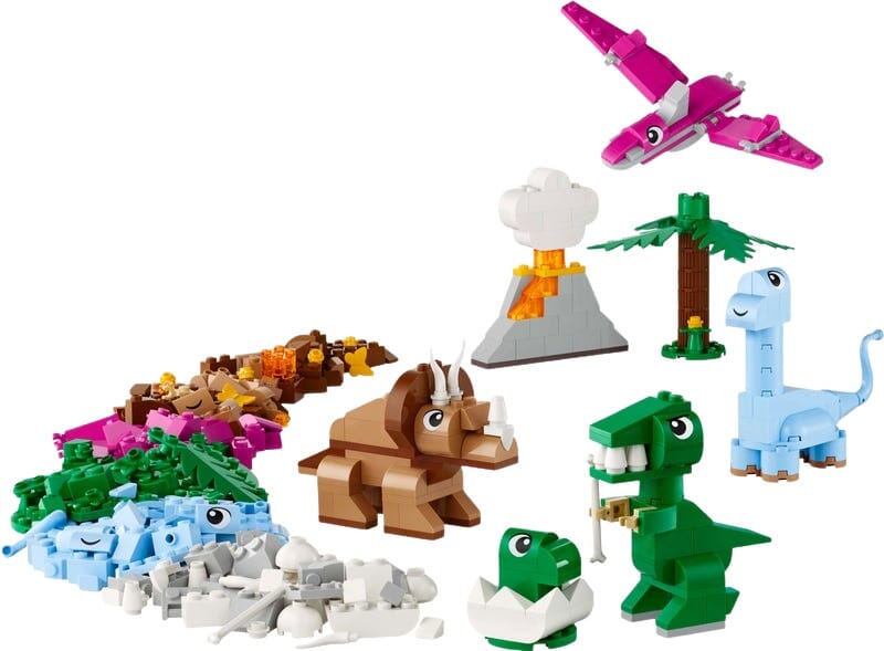 Byggsats med fem dinosaurier