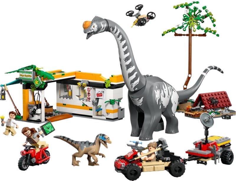 Dinosaurieforskningsstation med terrängfordon