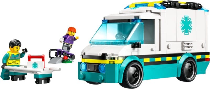 Ambulance de secours avec scène d'accident de skateboard