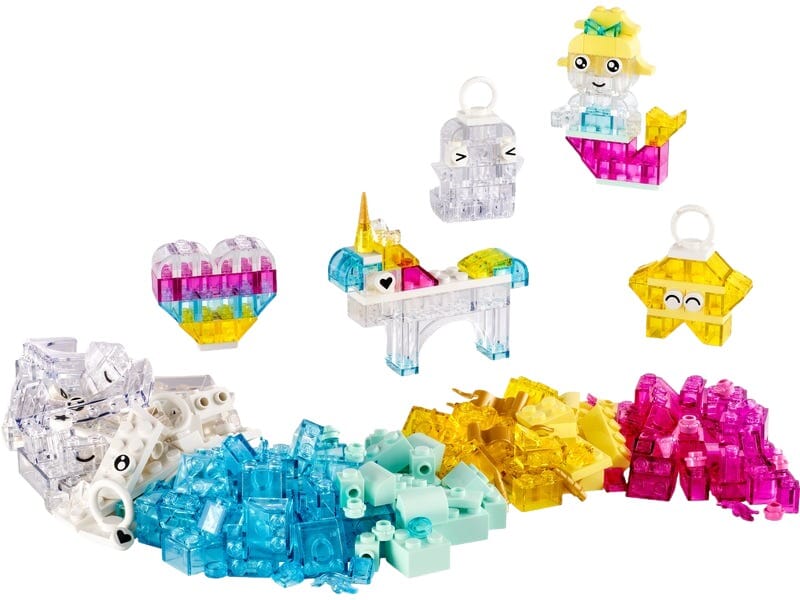 Zestaw LEGO z przezroczystymi klockami