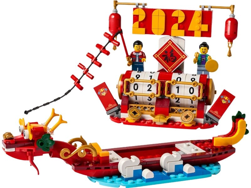 Calendrier perpétuel LEGO avec décors de fêtes asiatiques
