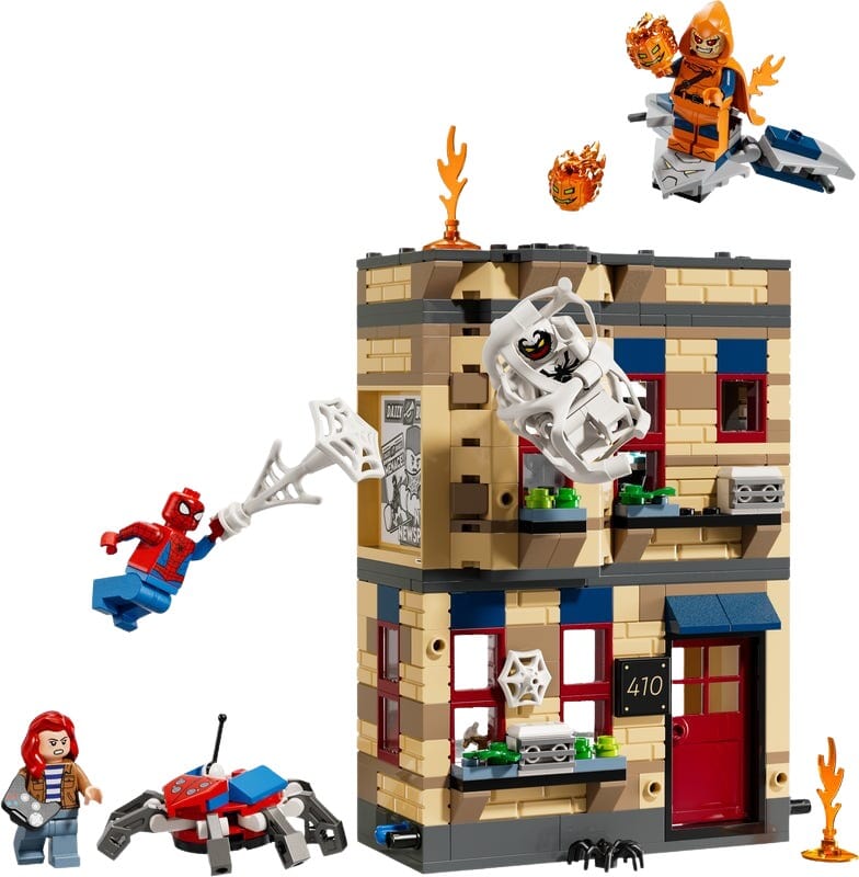 Spider-Man lägenhetshus med kollapsande vägg