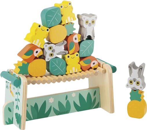 Tropical Balance Game with Wooden Animals