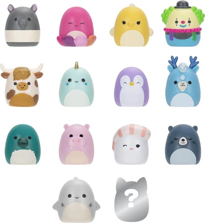 Figuras Miniatura Squishmallow con Anillos Coleccionables