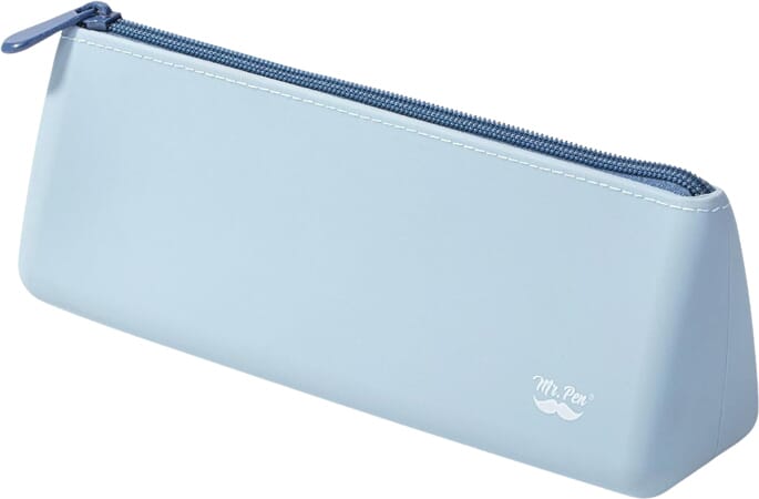 Trousse triangulaire en silicone bleu pastel