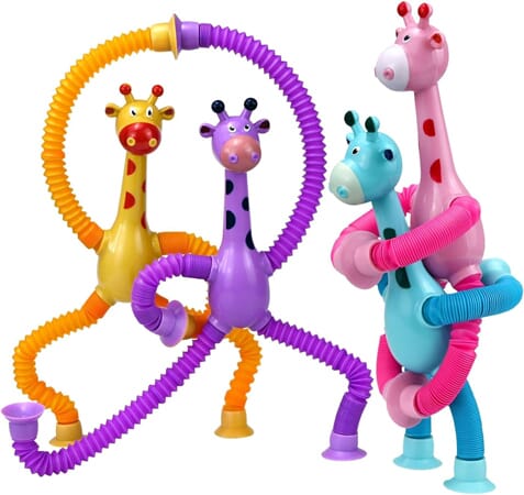 Robot Giraffe Pop Tube Fidget Speelgoed met Zuignappen