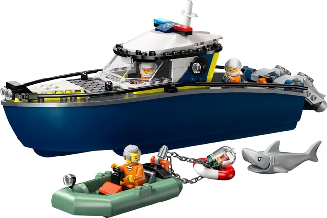 LEGO City Inseguimento con la Barca della Polizia - Set da Costruzione e Gioco Acquatico