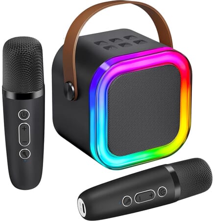 Máquina de Karaoke Mini IROO con Dos Micrófonos Inalámbricos