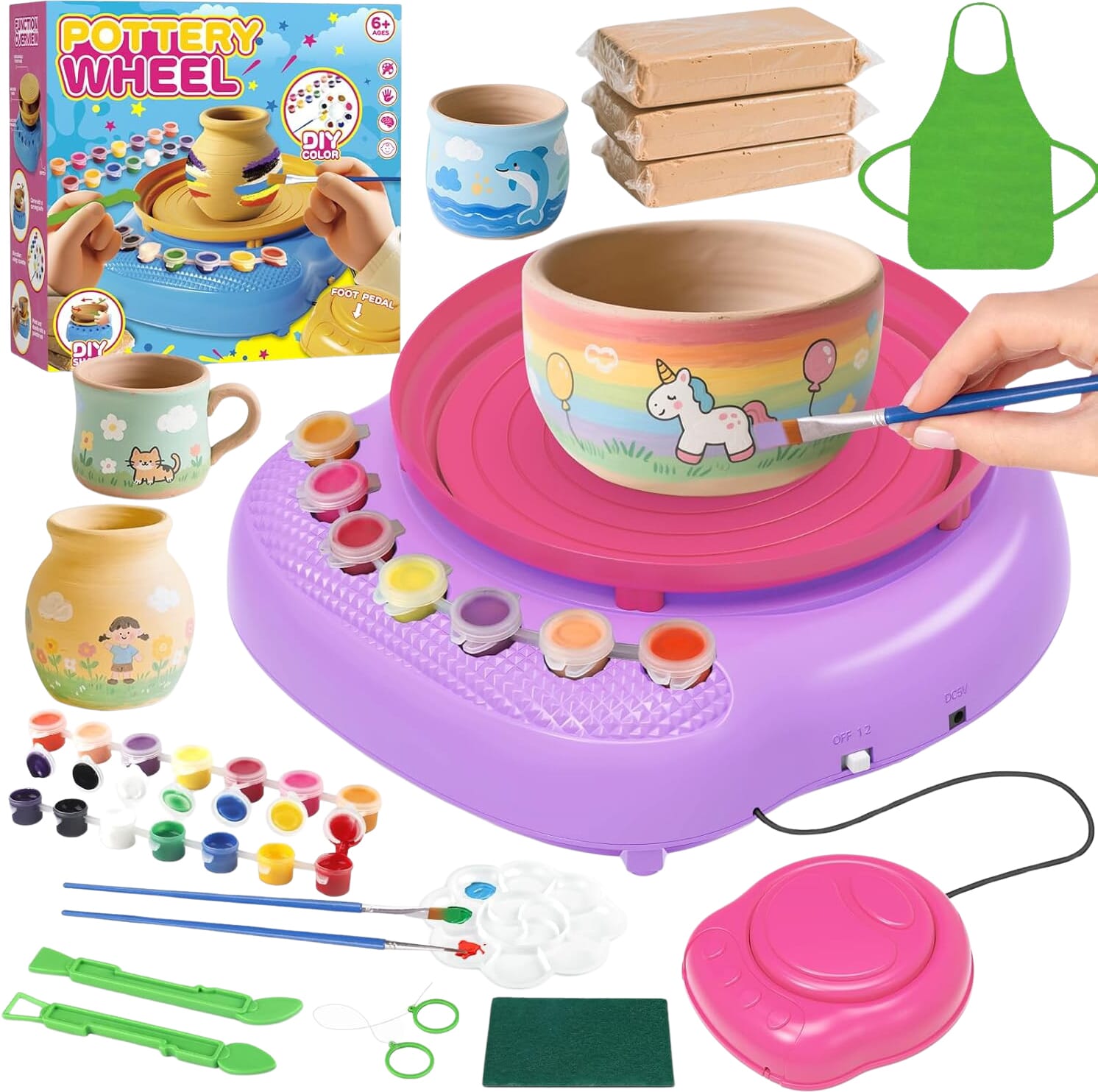 Kit de torno de alfarería para principiantes con arcilla de secado al aire