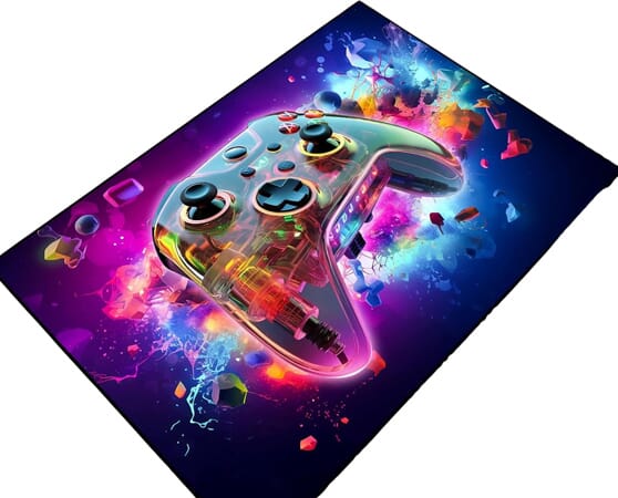 Alfombra con diseño de mando de videojuegos para habitación juvenil