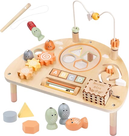 Drewniany stolik edukacyjny 8 w 1