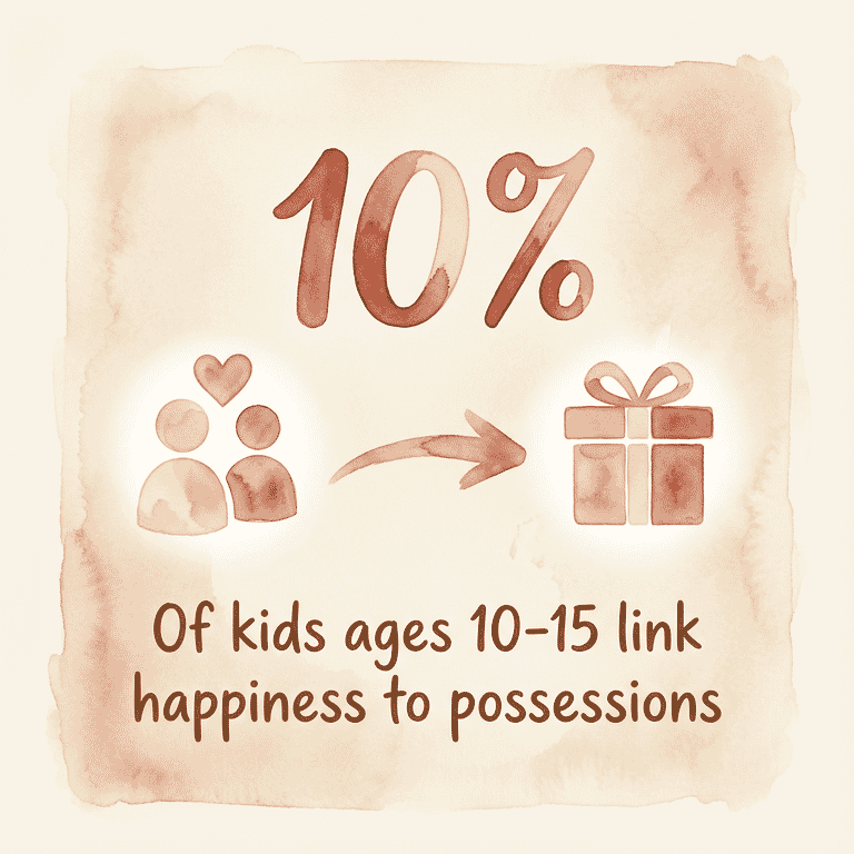 Stat showing only 10 percent of kids ages 10-15 link happiness to possessions