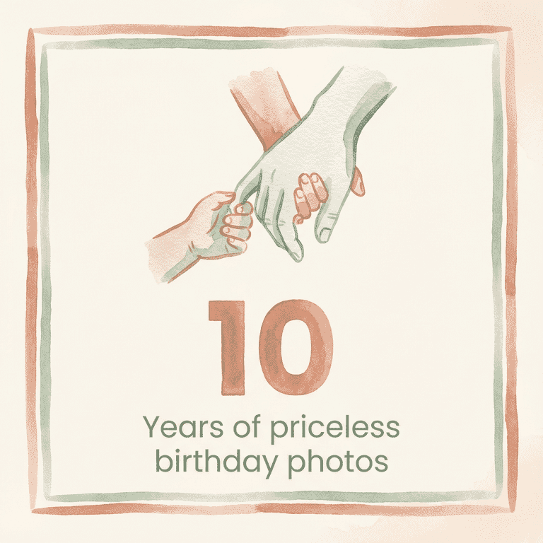 Stat highlighting 10 years of priceless birthday photos from crown tradition