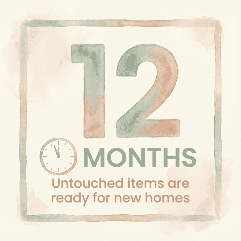 Stat showing 12 months as the timeframe when untouched items are ready for new homes