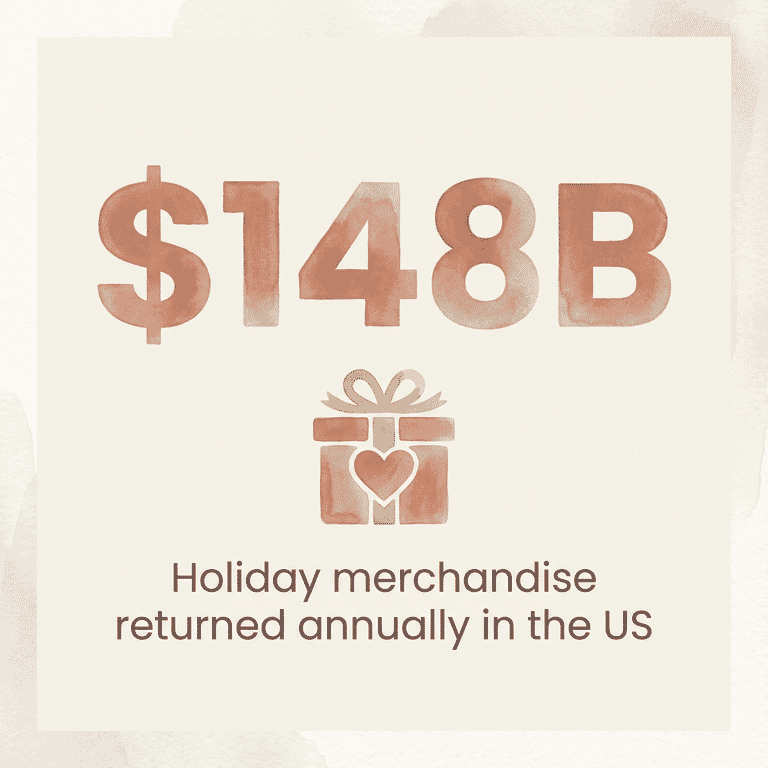 Stat showing 148 billion dollars of holiday merchandise returned annually in the US