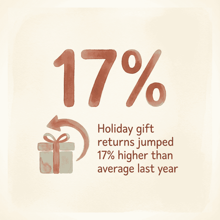 Stat showing holiday gift returns jumped 17 percent higher than average