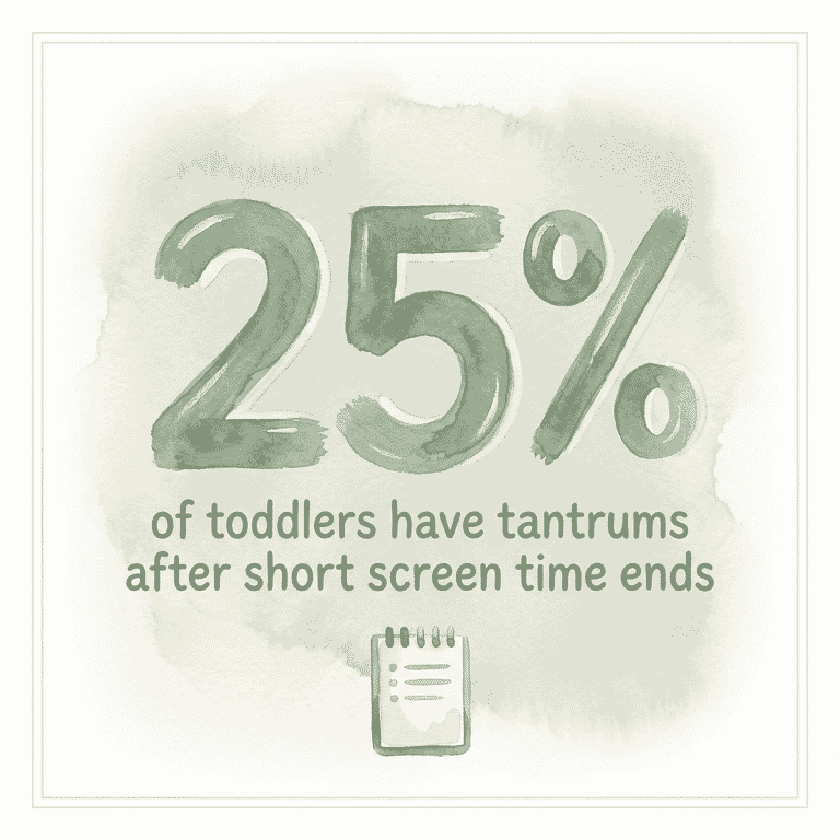 Stat showing 25 percent of toddlers have tantrums after short screen time ends