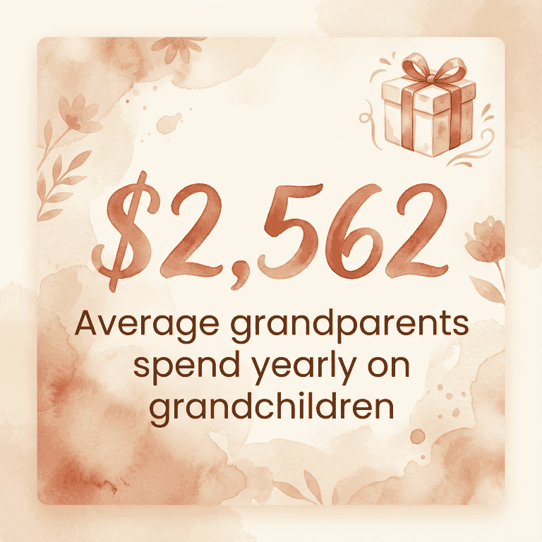 Stat showing grandparents spend average $2,562 yearly on grandchildren
