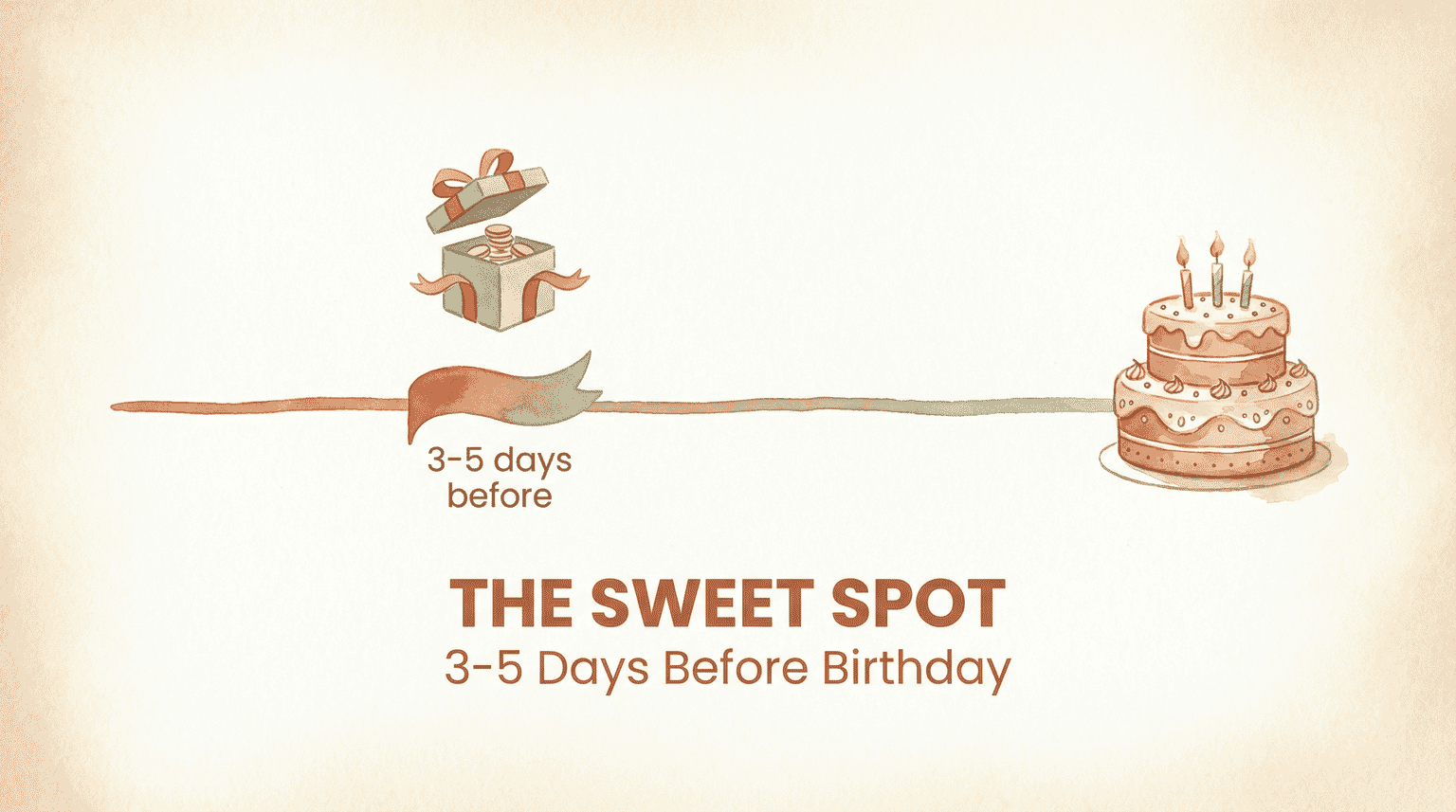 Timeline showing 3-5 days before birthday as the ideal purge window