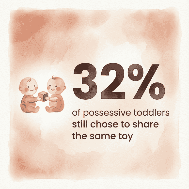 Stat box showing 32 percent of possessive toddlers still chose to share the same toy