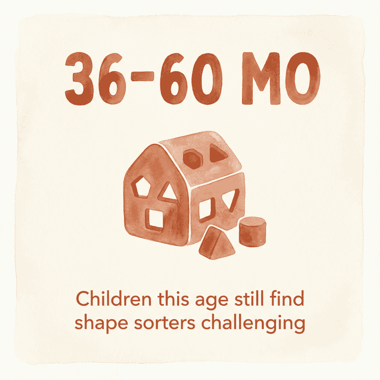 Stat showing children 36-60 months still find shape sorters challenging