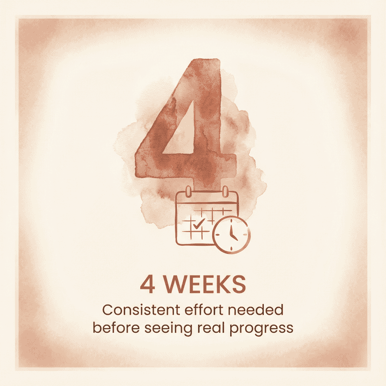 4 weeks of consistent effort needed before seeing real progress statistic