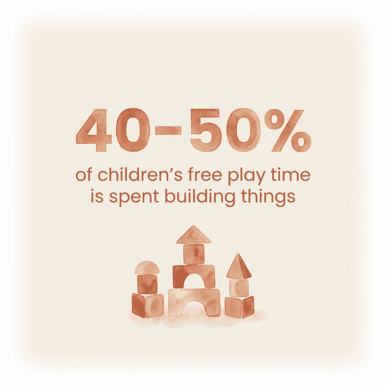 Statistic showing 40-50% of children's free play time is spent building things