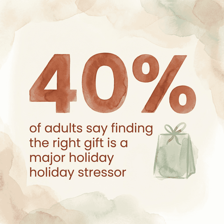 Statistic showing 40 percent of adults say finding the right gift is a major holiday stressor