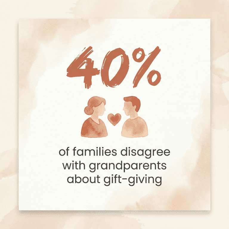Stat showing 40 percent of families disagree with grandparents about gift-giving