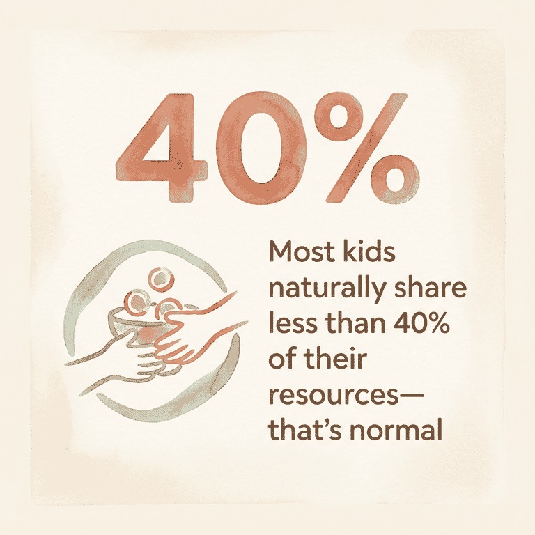 Stat showing most children naturally share less than 40 percent of their resources which is developmentally normal