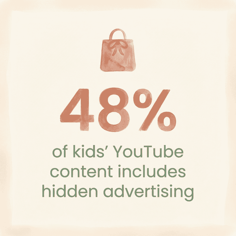 Stat showing 48 percent of kids YouTube videos contain hidden advertising