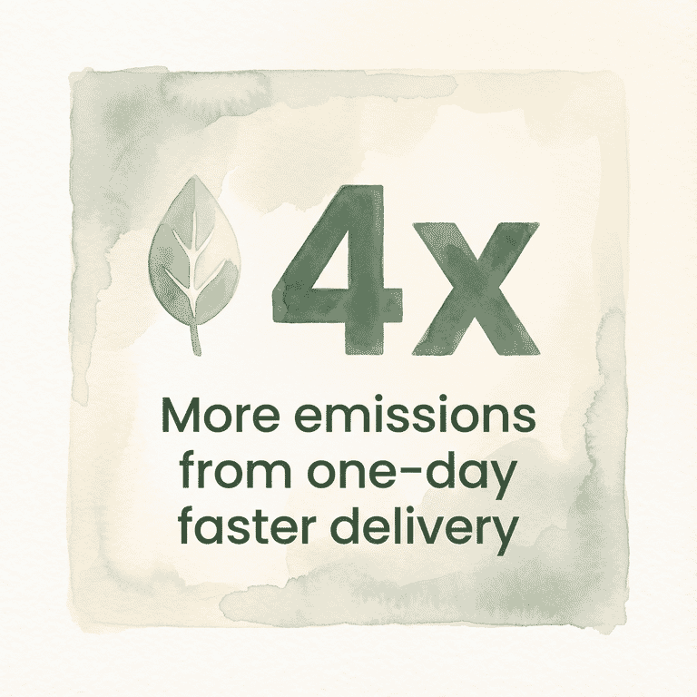Stat showing 4 times more emissions from one-day faster delivery
