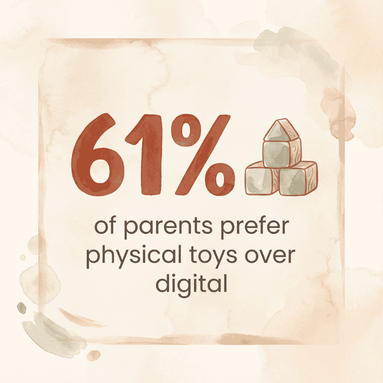 Stat showing 61 percent of parents prefer physical toys over digital alternatives