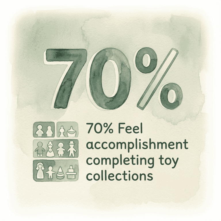 Statistic showing 70 percent of consumers feel accomplishment completing toy collections