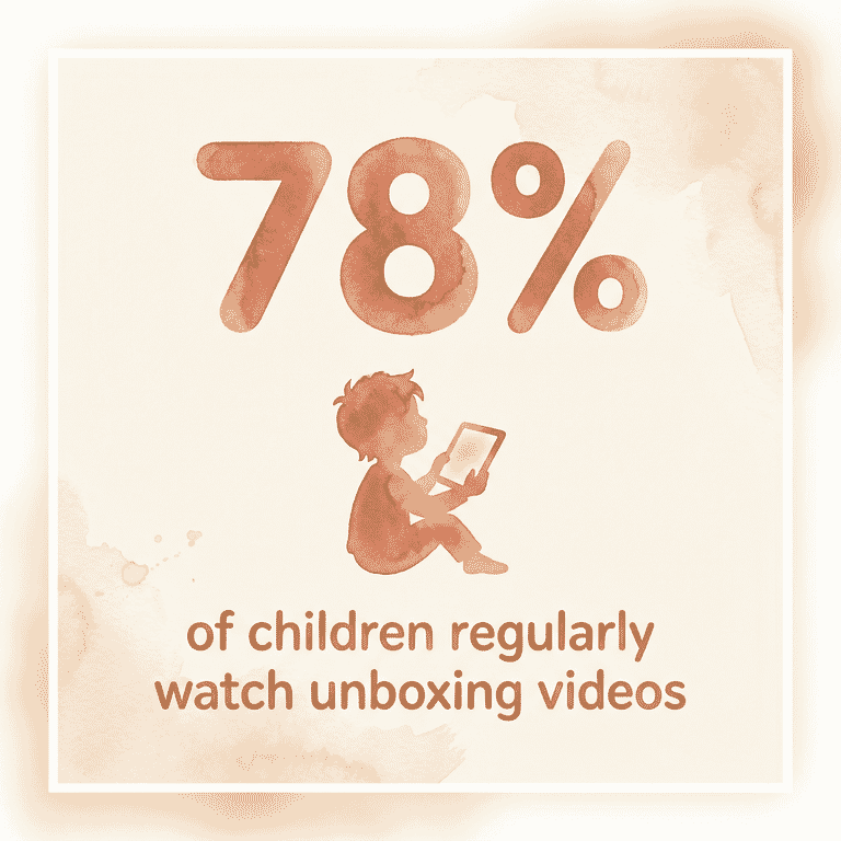 Stat showing 78 percent of children regularly watch unboxing videos