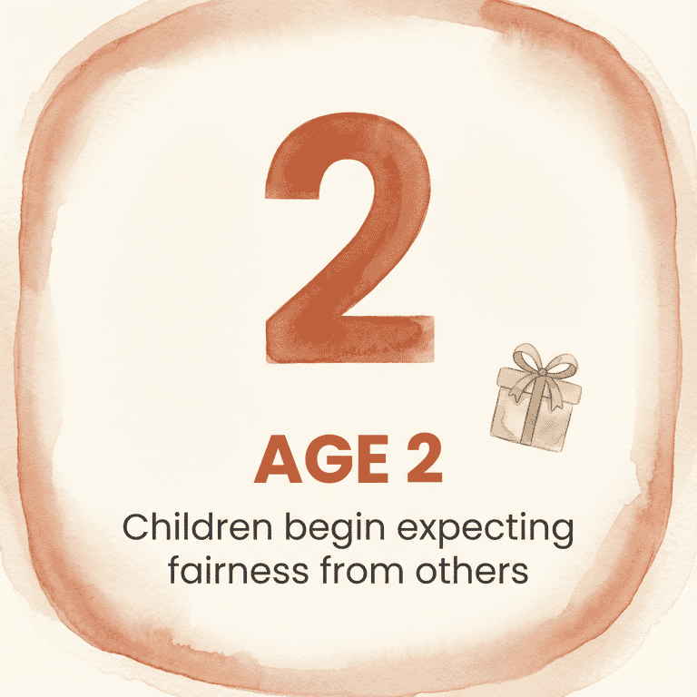 Stat showing children begin expecting fairness from others at age 2