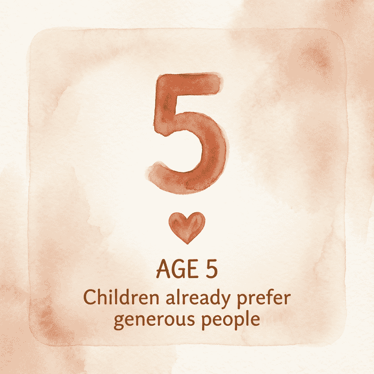 Stat showing children prefer generous people by age 5