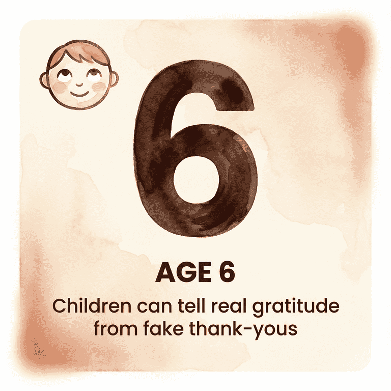 Stat showing children can distinguish genuine from fake gratitude by age 6
