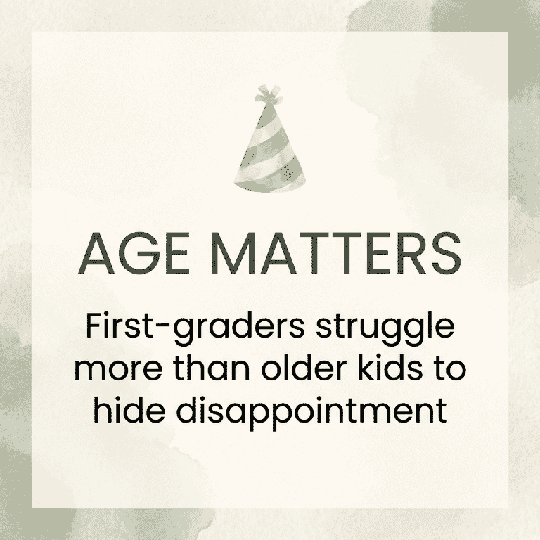 Stat box showing first graders struggle more than older kids to hide disappointment