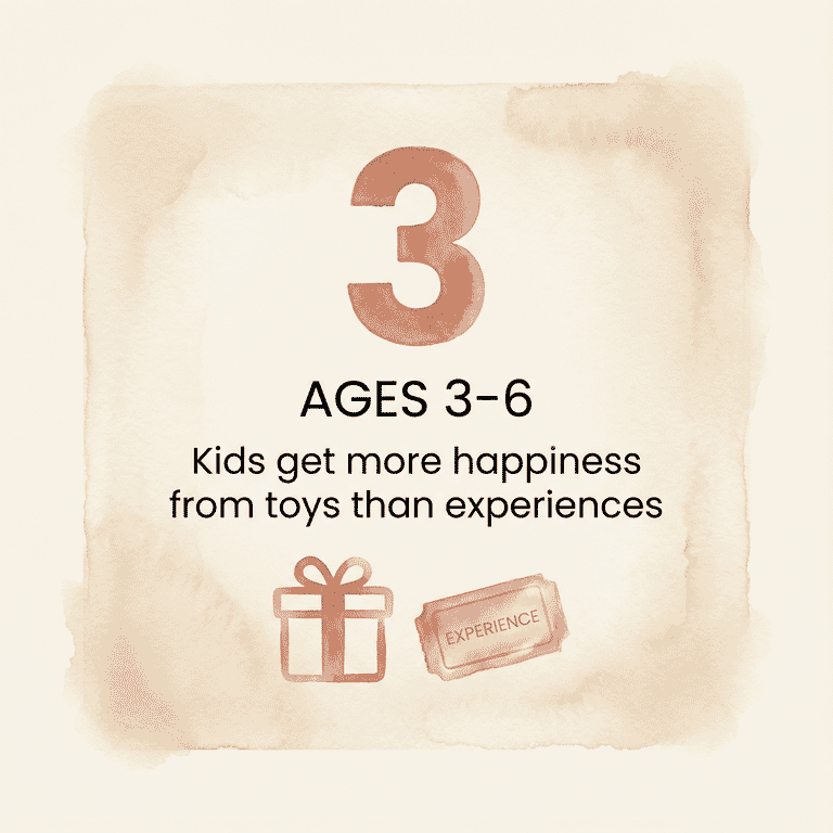 Stat showing kids ages 3-6 get more happiness from toys than experiences