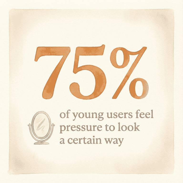 Statistic showing 75 percent of young users feel pressure to look a certain way on Instagram
