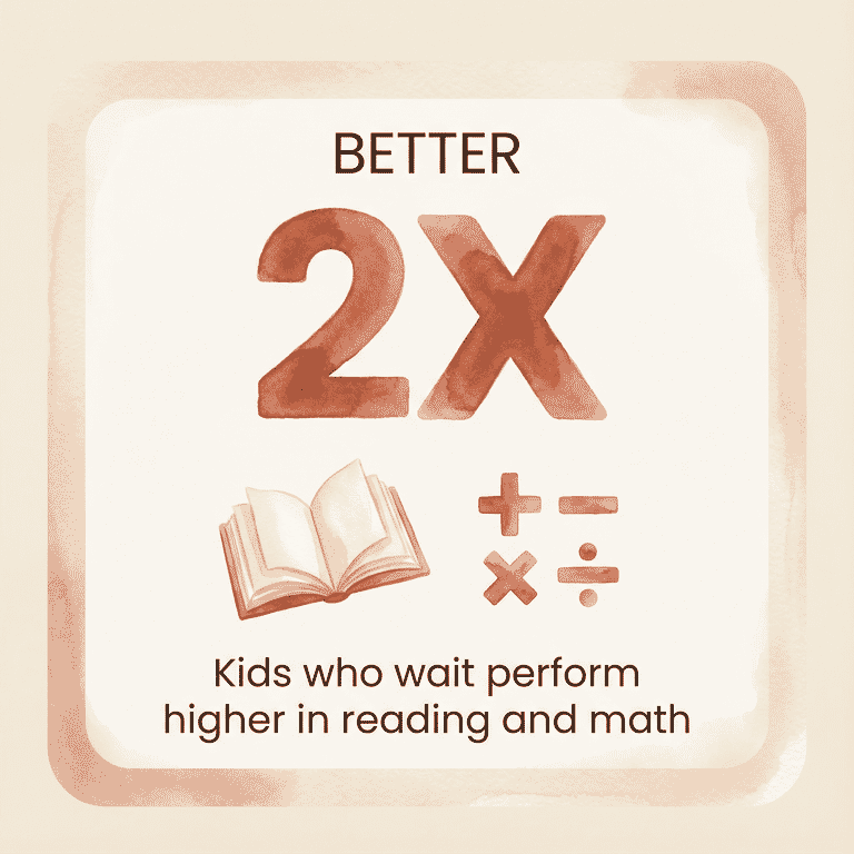 Stat showing kids who wait perform better in reading and math according to 2024 Singapore study